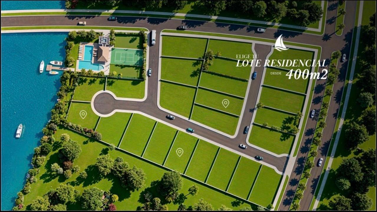 Vista aérea ilustrativa de la privada Portland en Country Lakes